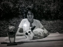 Me in junior high with my prize-winning rabbit, Queenie.